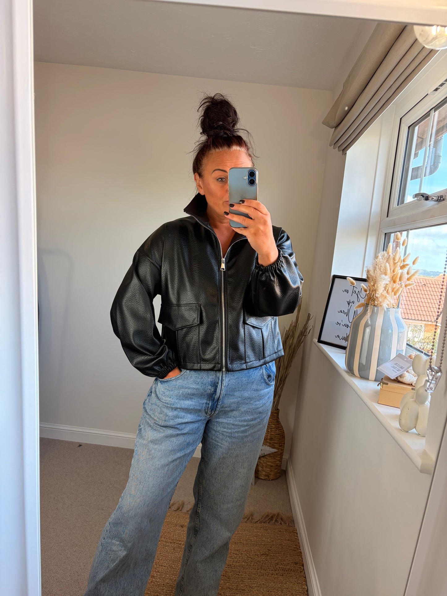 Faux Leather Jacket - Black