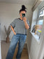 Fine Knit Stripe Top - Navy