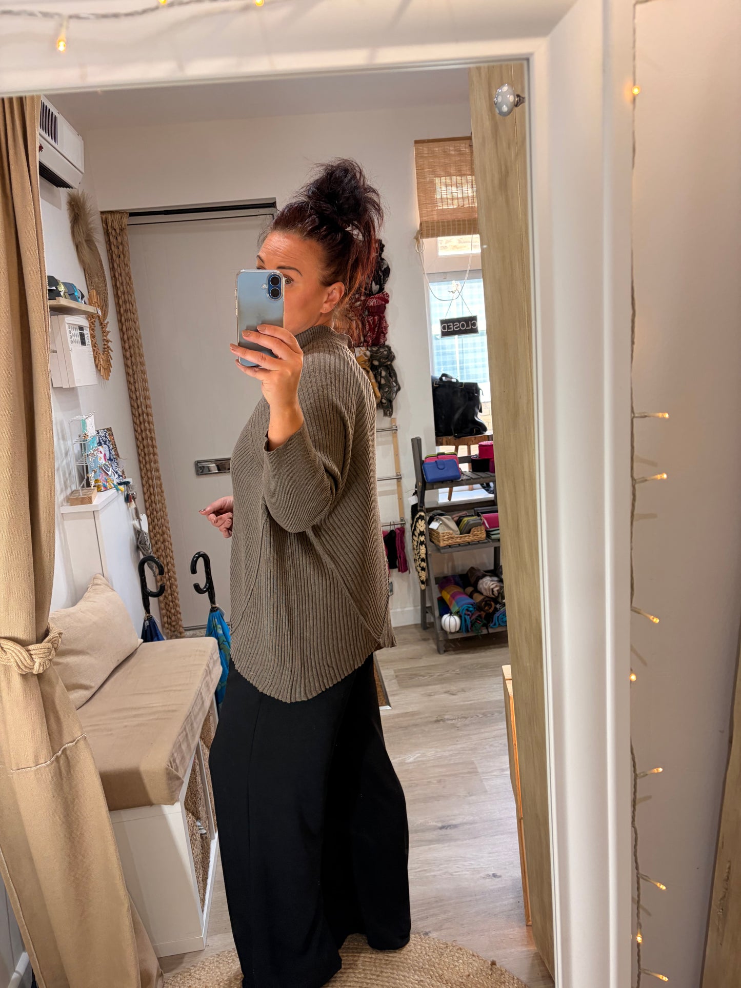 Ribbed Asymmetrical Jumper - Mocha