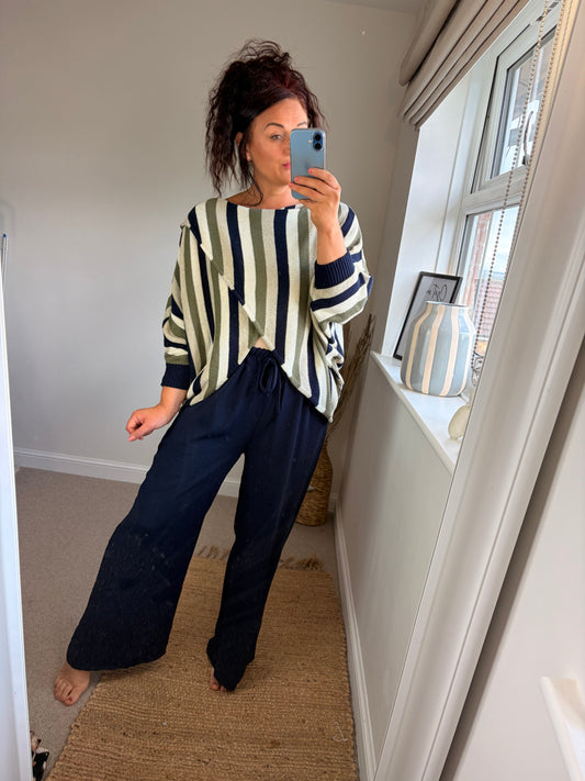 Wrap Knit - Stripe Khaki