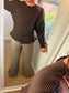 Ribbed Button Jumper/Cardigan - Chocolate