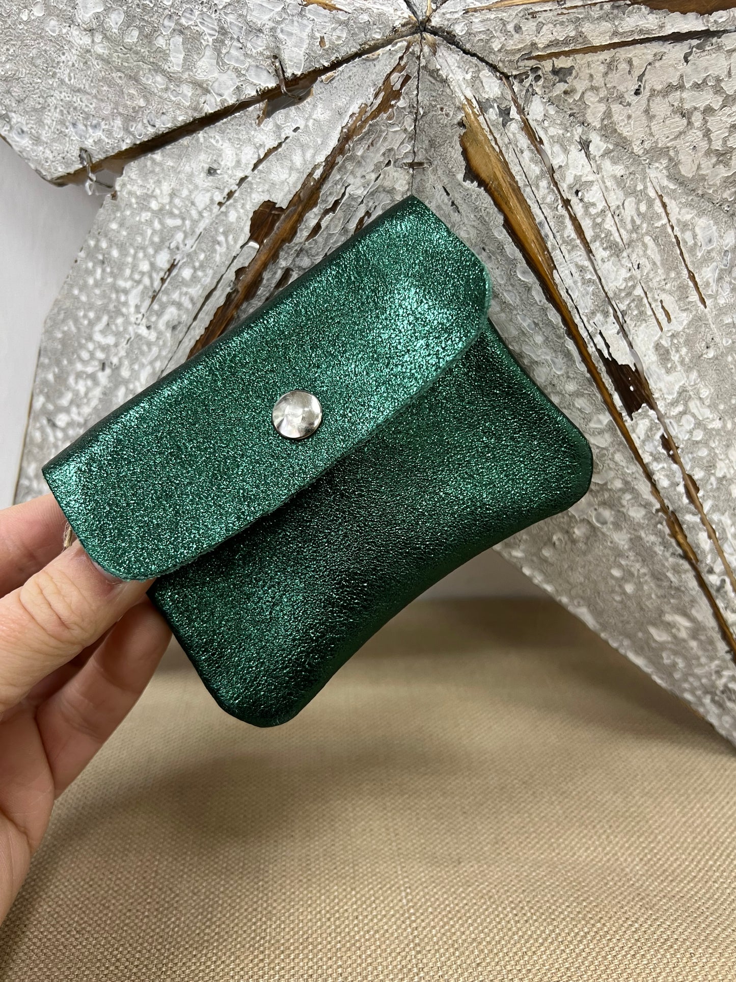 Leather Purse - Metallic Green