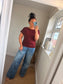Fine Knit Slash Neck Top - Wine
