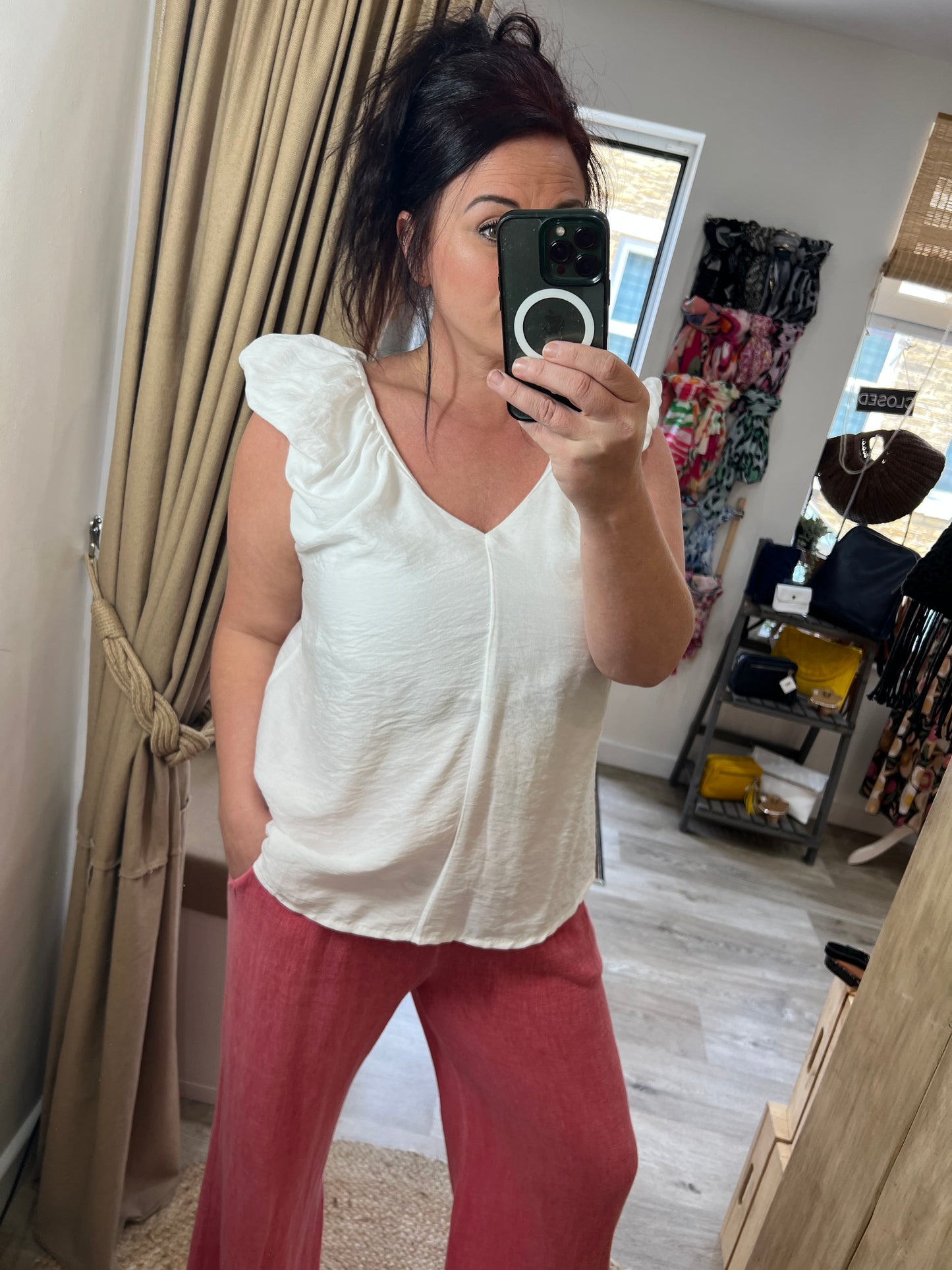 Tie Back Top - White