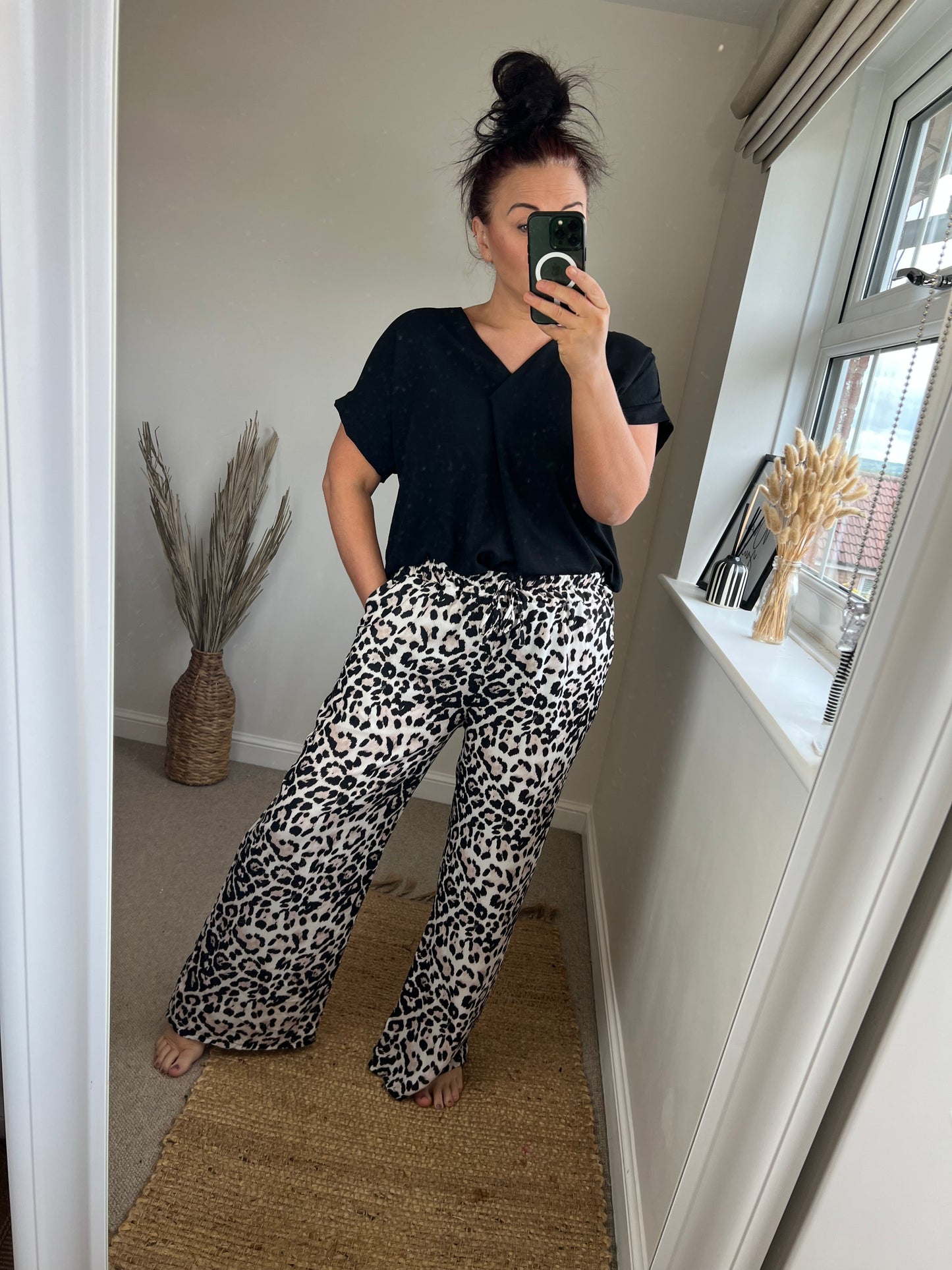 Wide Leg Trousers - Leopard