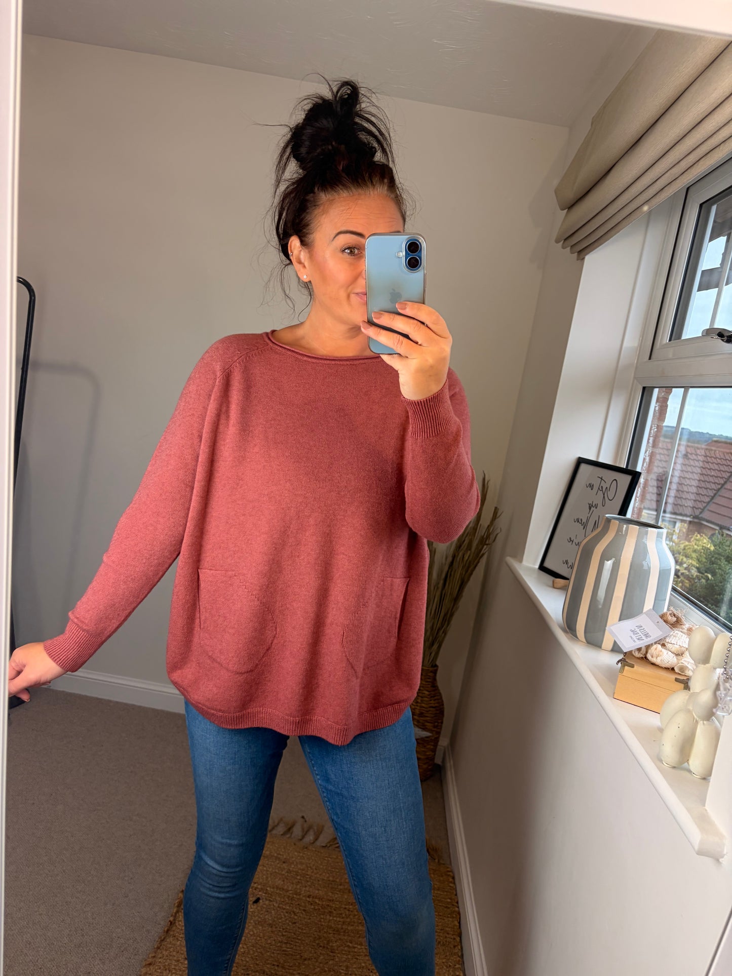 Button Side Jumper - Dusky Pink