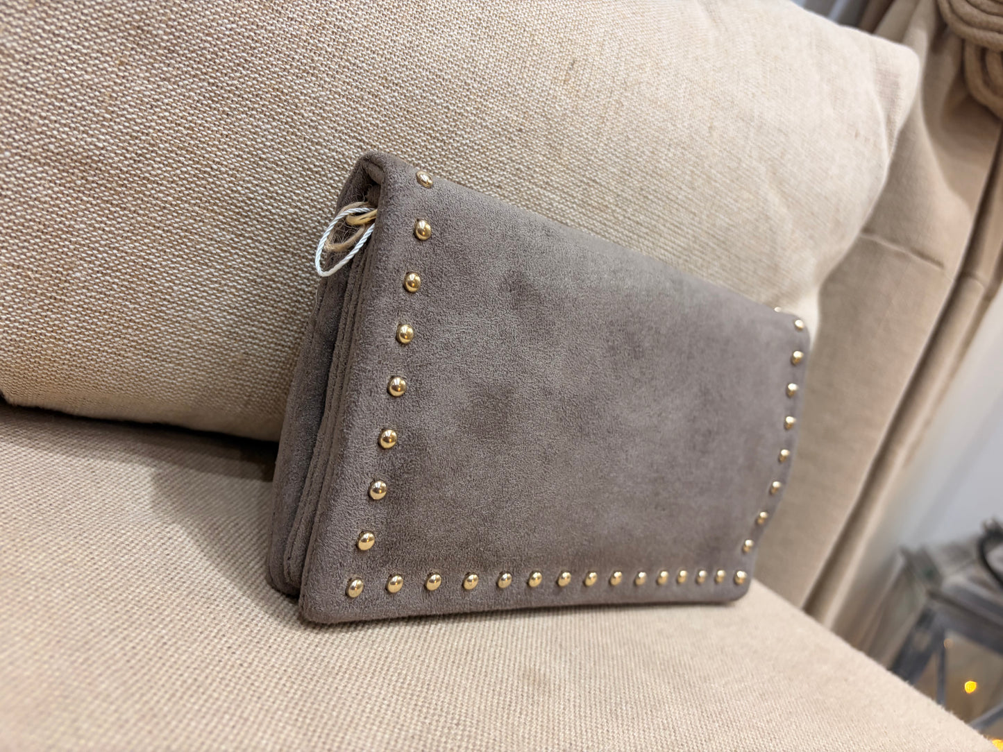 Small Faux Suede Crossbody Bag - Taupe
