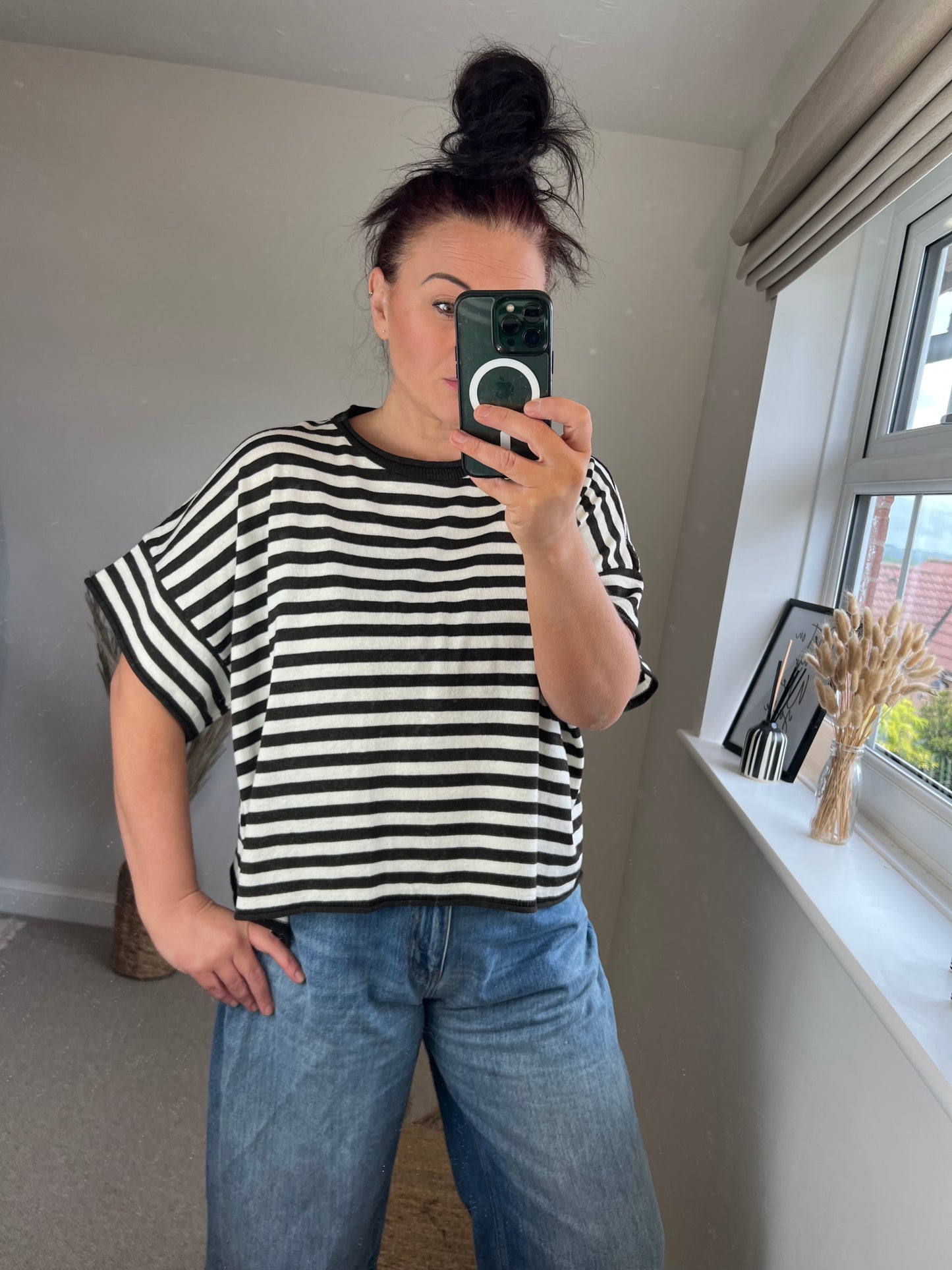 Fine Knit Stripe Top - Chocolate