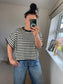 Fine Knit Stripe Top - Chocolate
