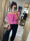 Lace Bardot Top - Cerise