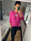 Fine Knit Sequin Heart Jumper - Cerise