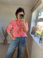 SANDY Cotton Shirt - Flowers Coral
