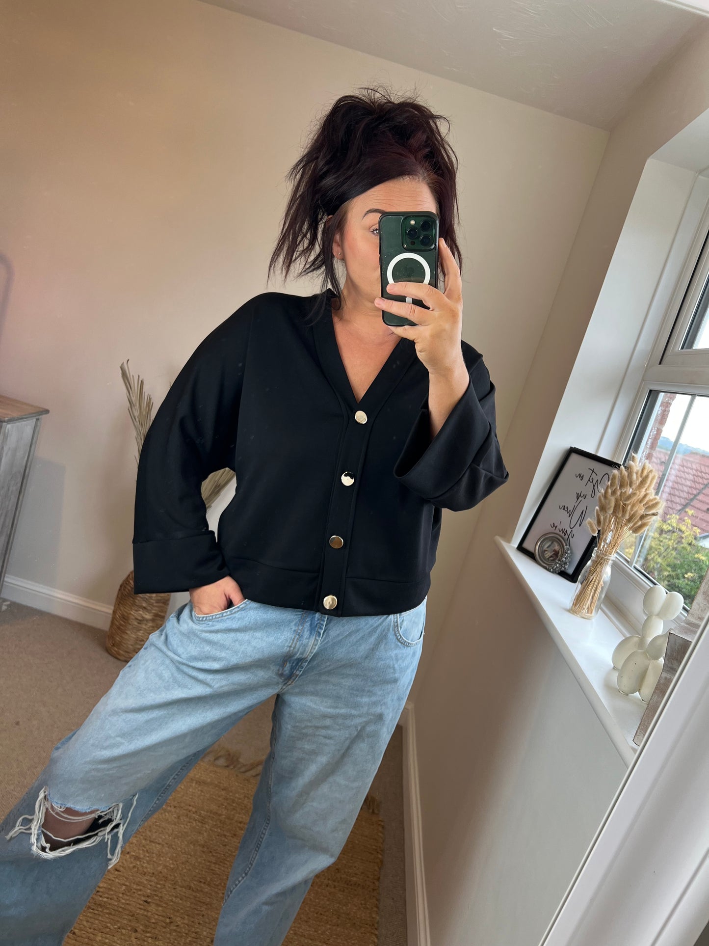 Soft Jersey Cardigan - Black