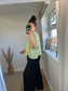 Linen Button Back Top - Lime