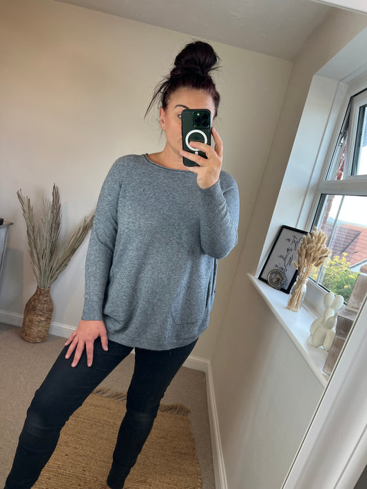 Button Side Jumper - Grey