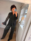 Lace Flute Sleeve Shirt - Black