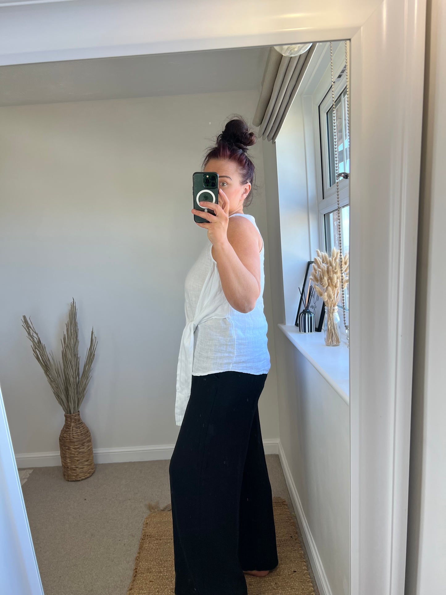 Linen Toe Top - White