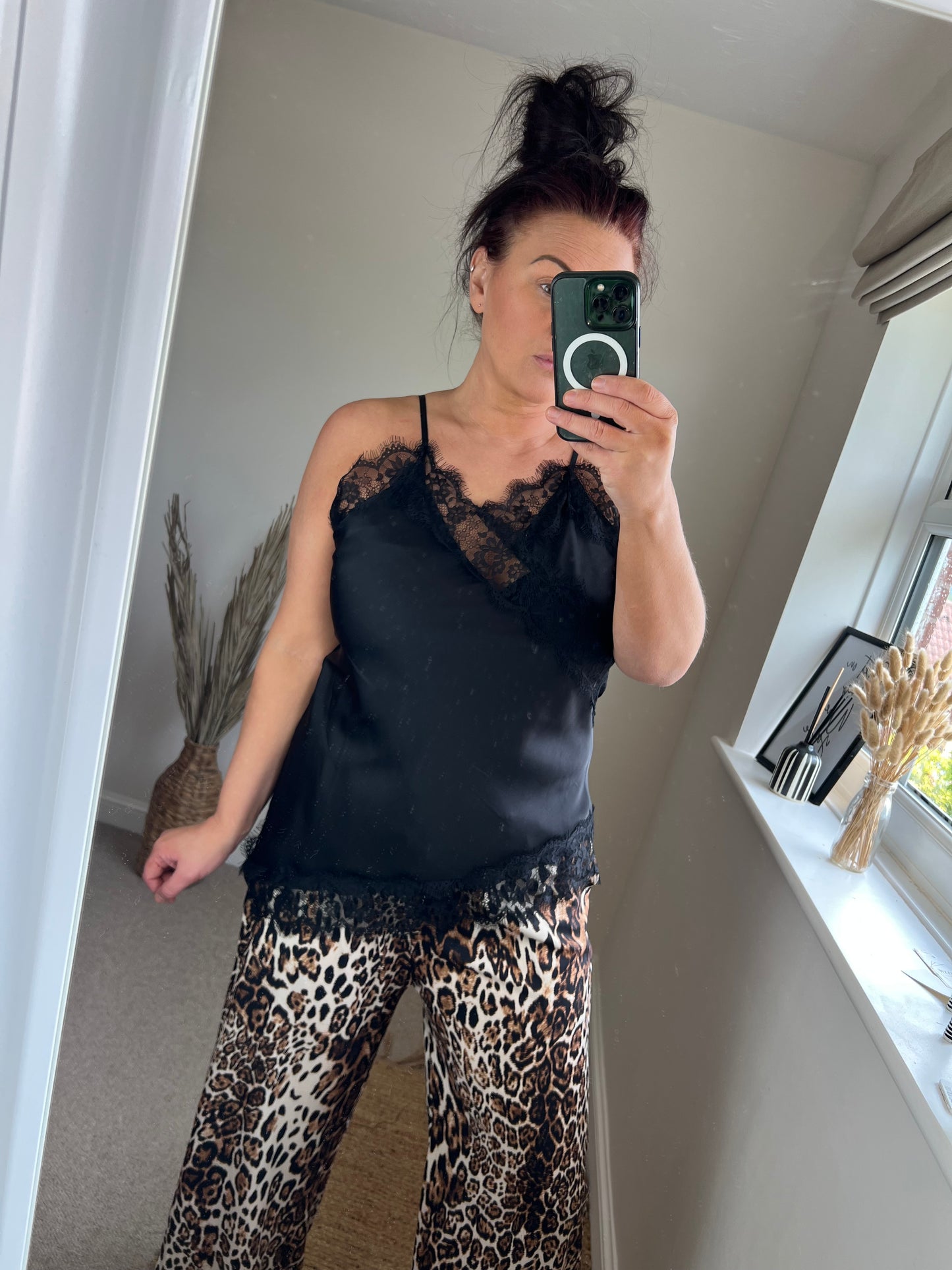 Lace Asymmetrical Cami - Black