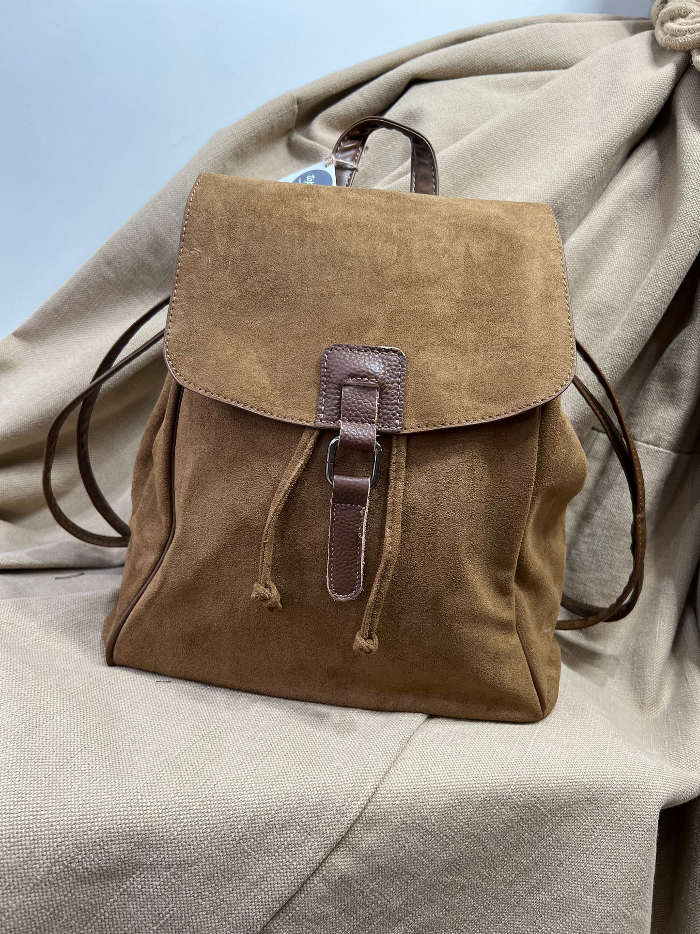 Faux Suede Rucksack - Tan