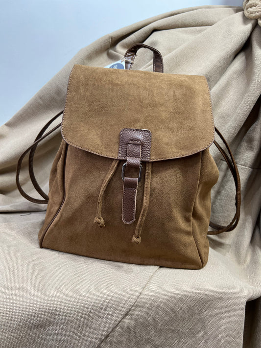 Faux Suede Rucksack - Tan