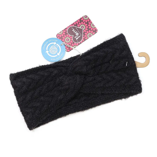 Herringbone Twist Headband - Black