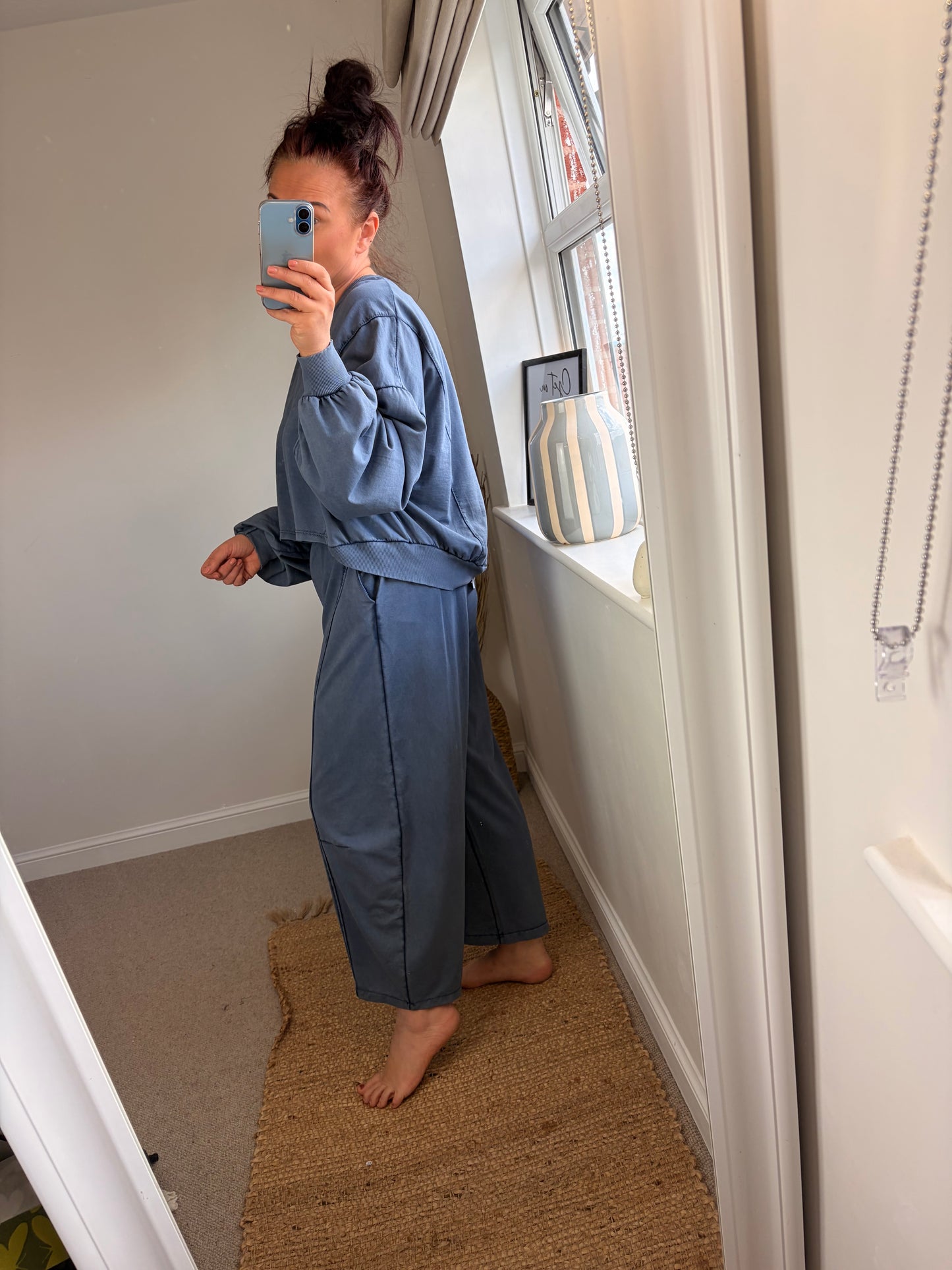 Acid Wash Joggers - Denim Blue
