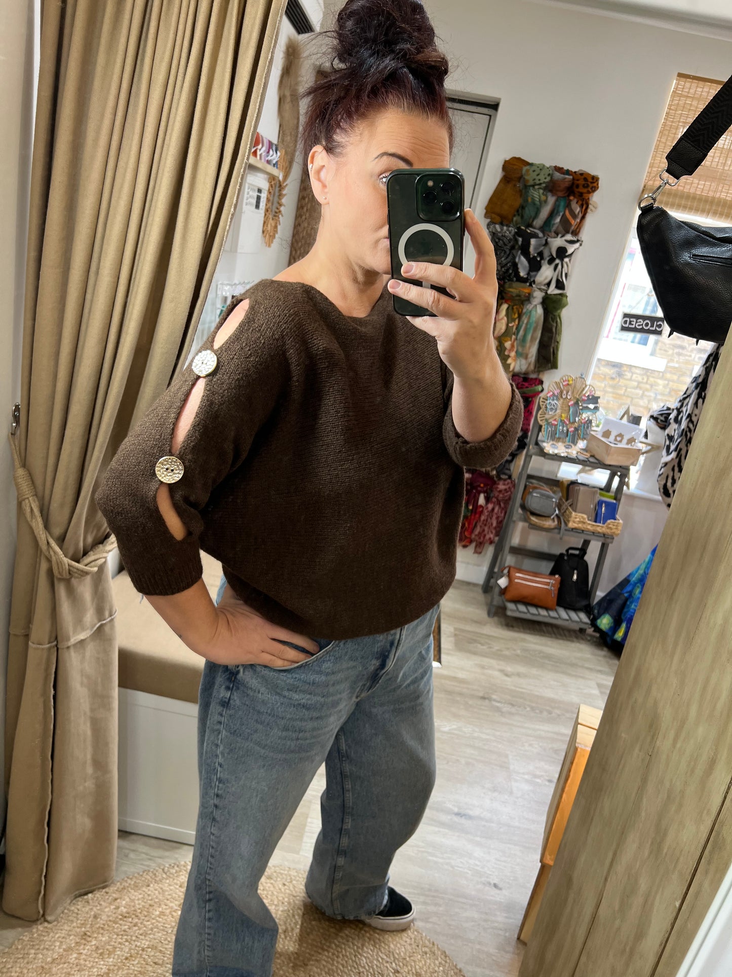 Open Sleeve Jumper - Chocolate
