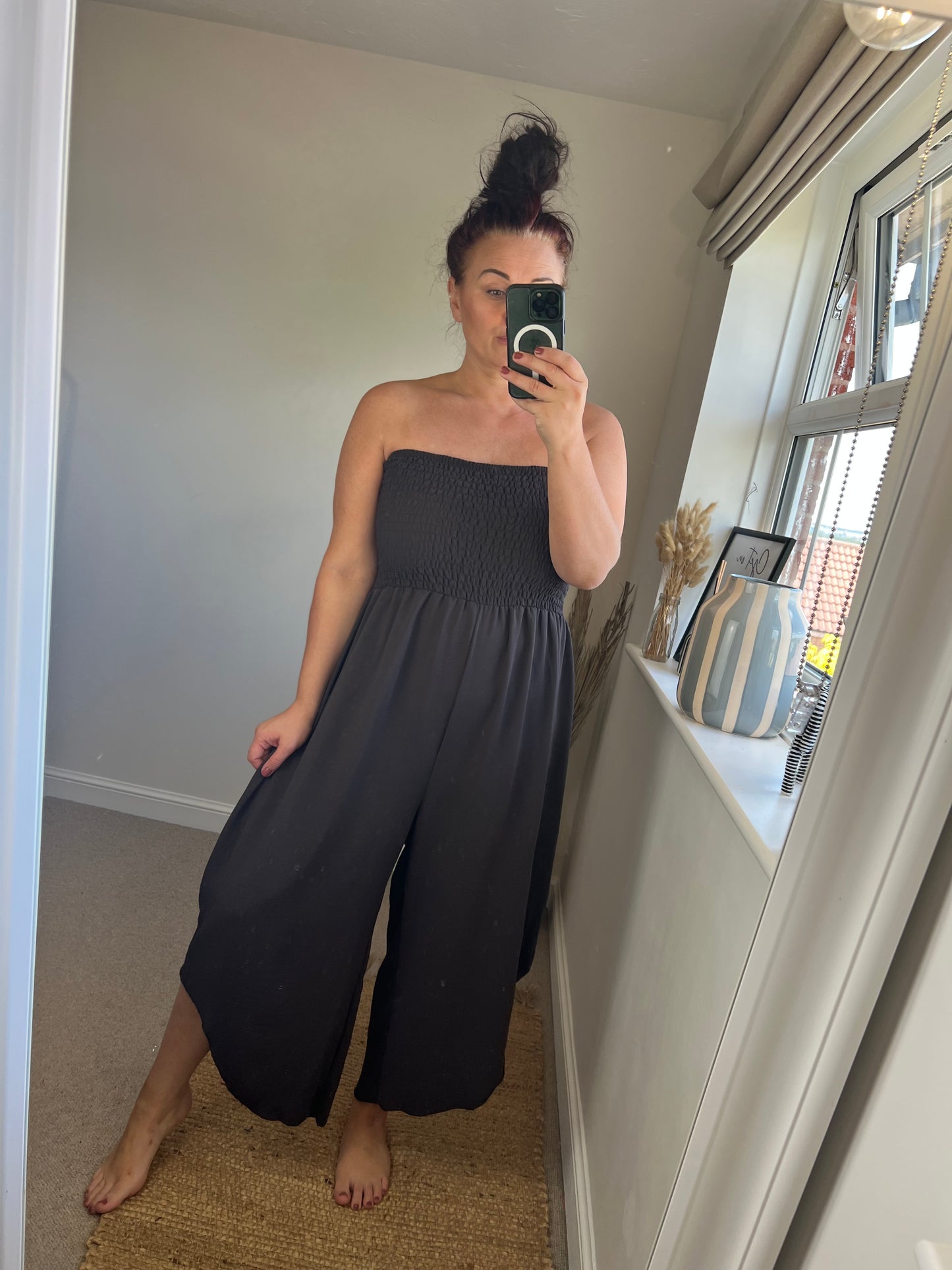 Strapless Tapered Jumpsuit - Chocolate