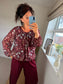 Bubble Hem Leaf Top - Wine