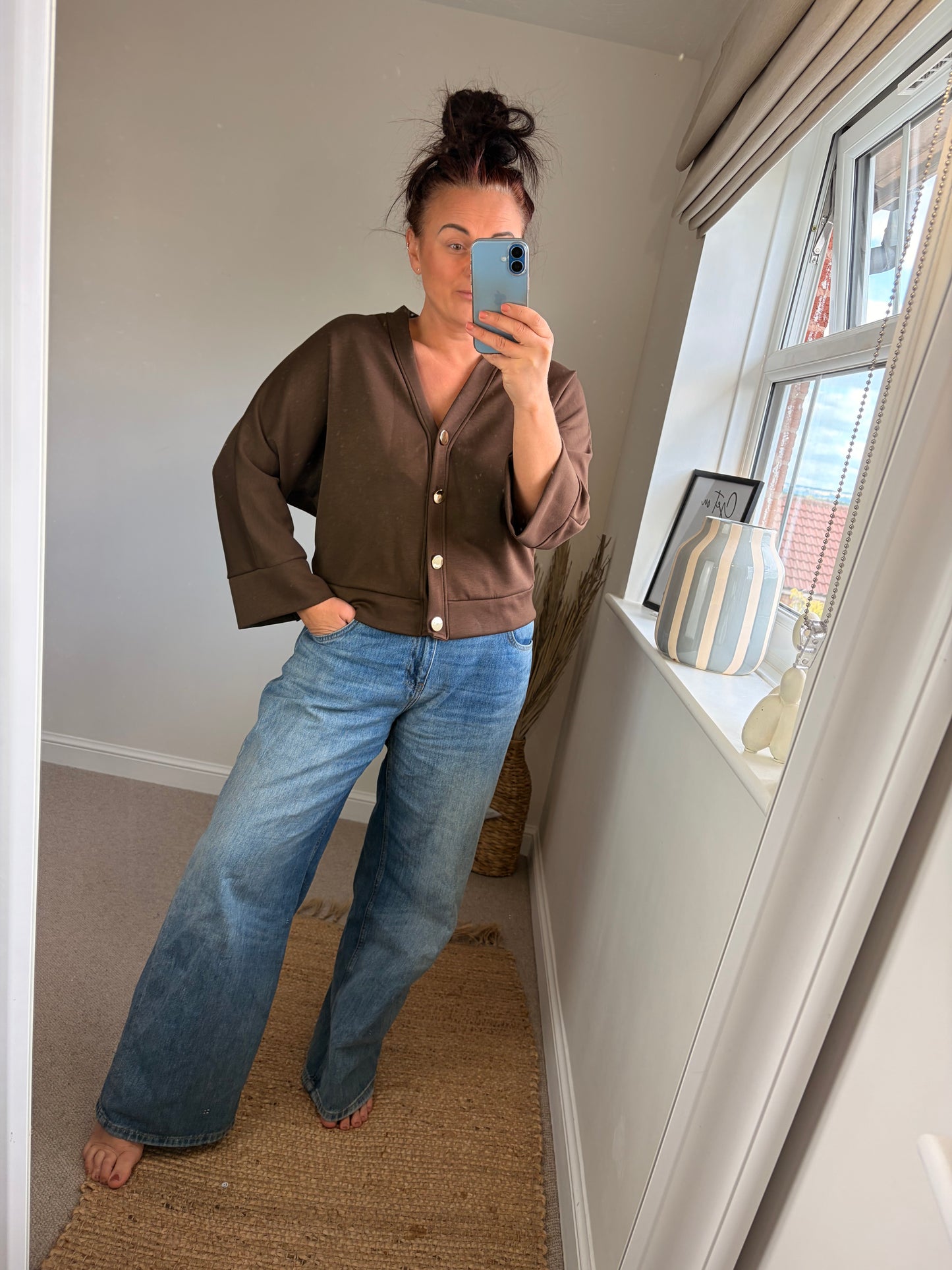 Soft Jersey Cardigan - Chocolate