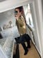 Metallic Scoop Neck Top - Gold