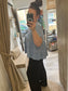 Linen Mix Smock Top - Denim Blue