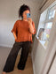 Cotton Ruffle Trim Top - Rust
