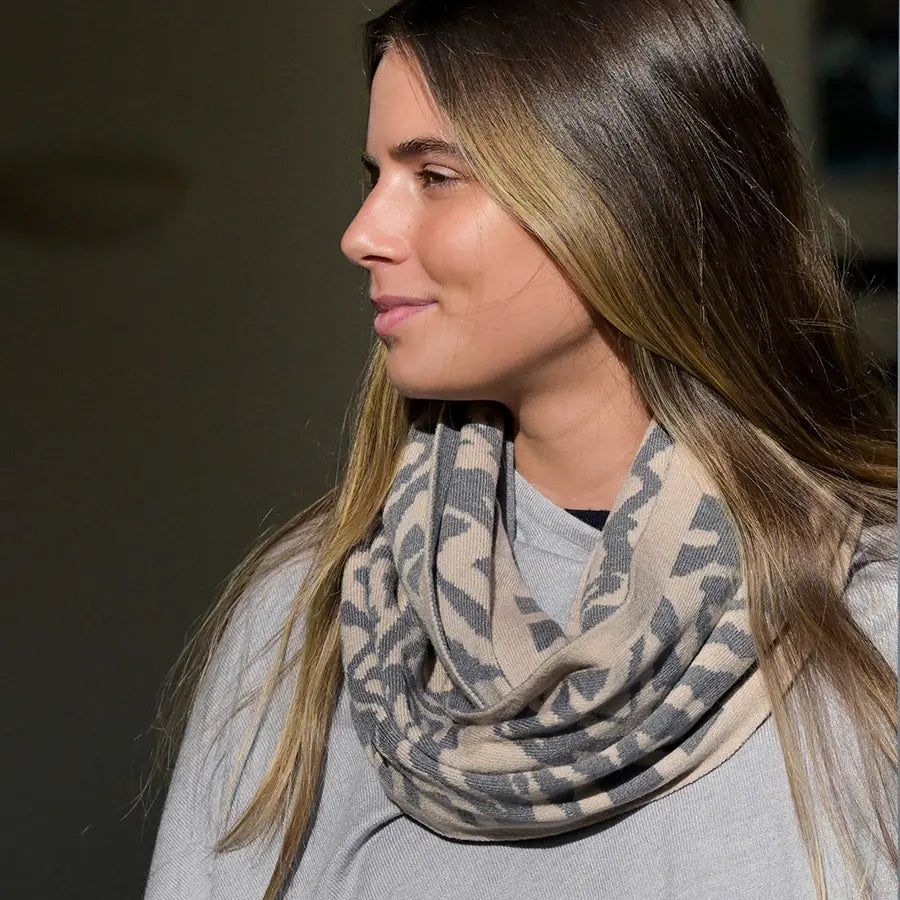 Snood Scarf - Grey/Beige