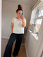 Circle Bubble Hem Top - White