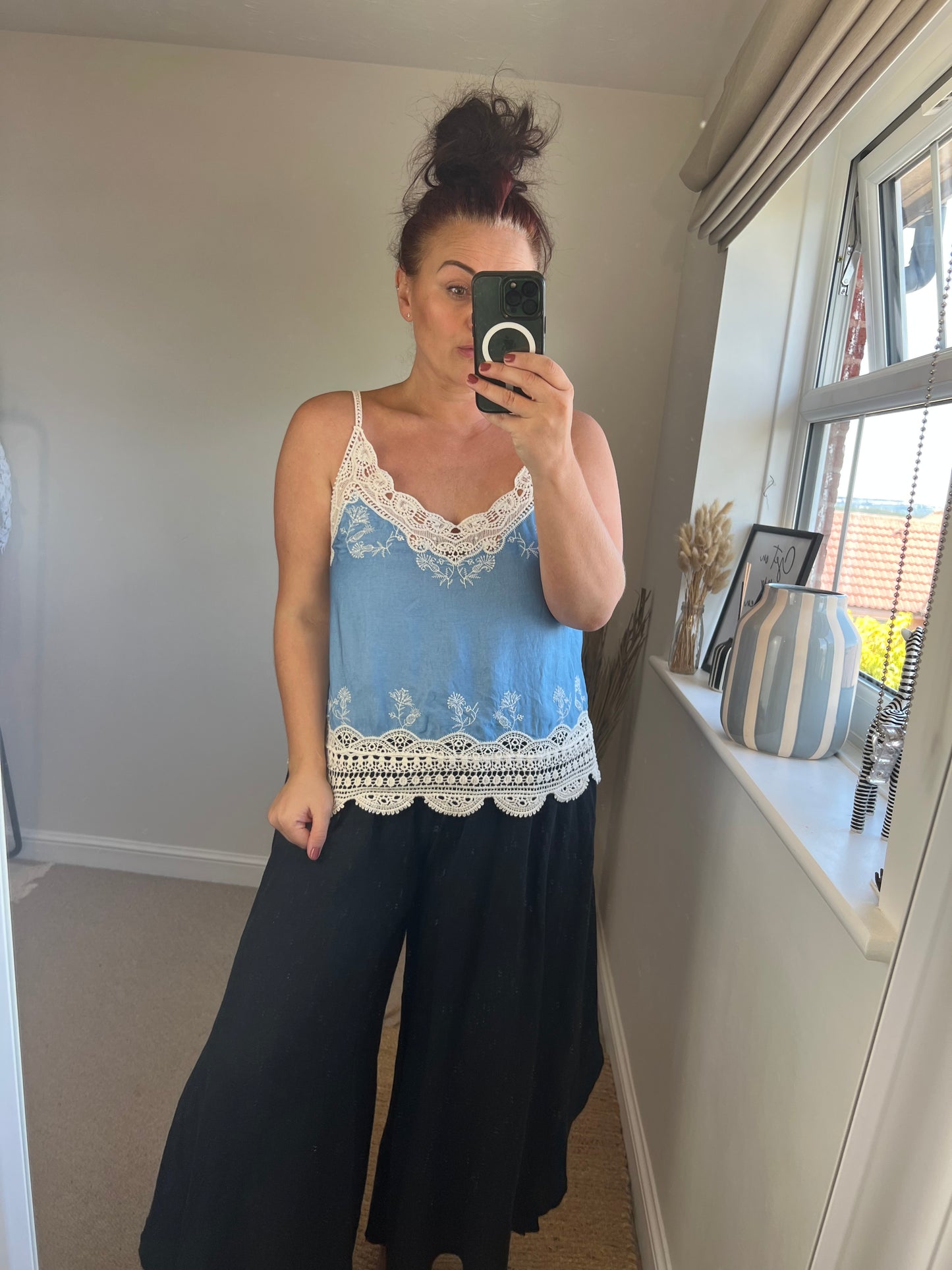 Crochet Cami Top - Blue
