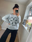 Flower Chunky Jumper - Grey