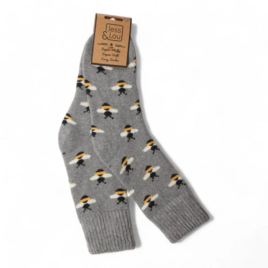 Jess & Lou Cozy Ribbed Socks - Bee Grey