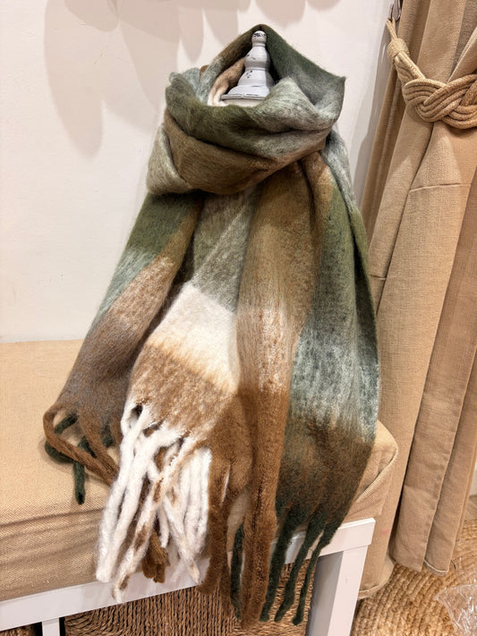 Blanket Scarf - Khaki Check