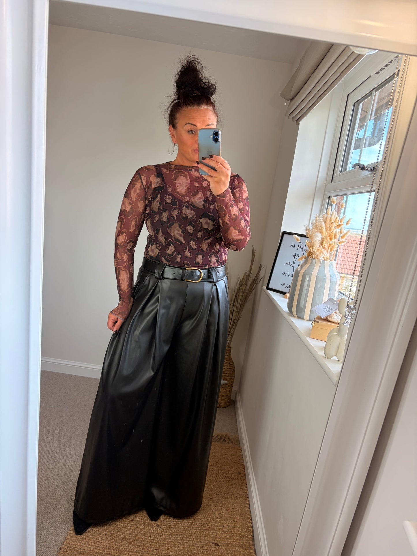 Mesh Layering Top - Leopard Plum