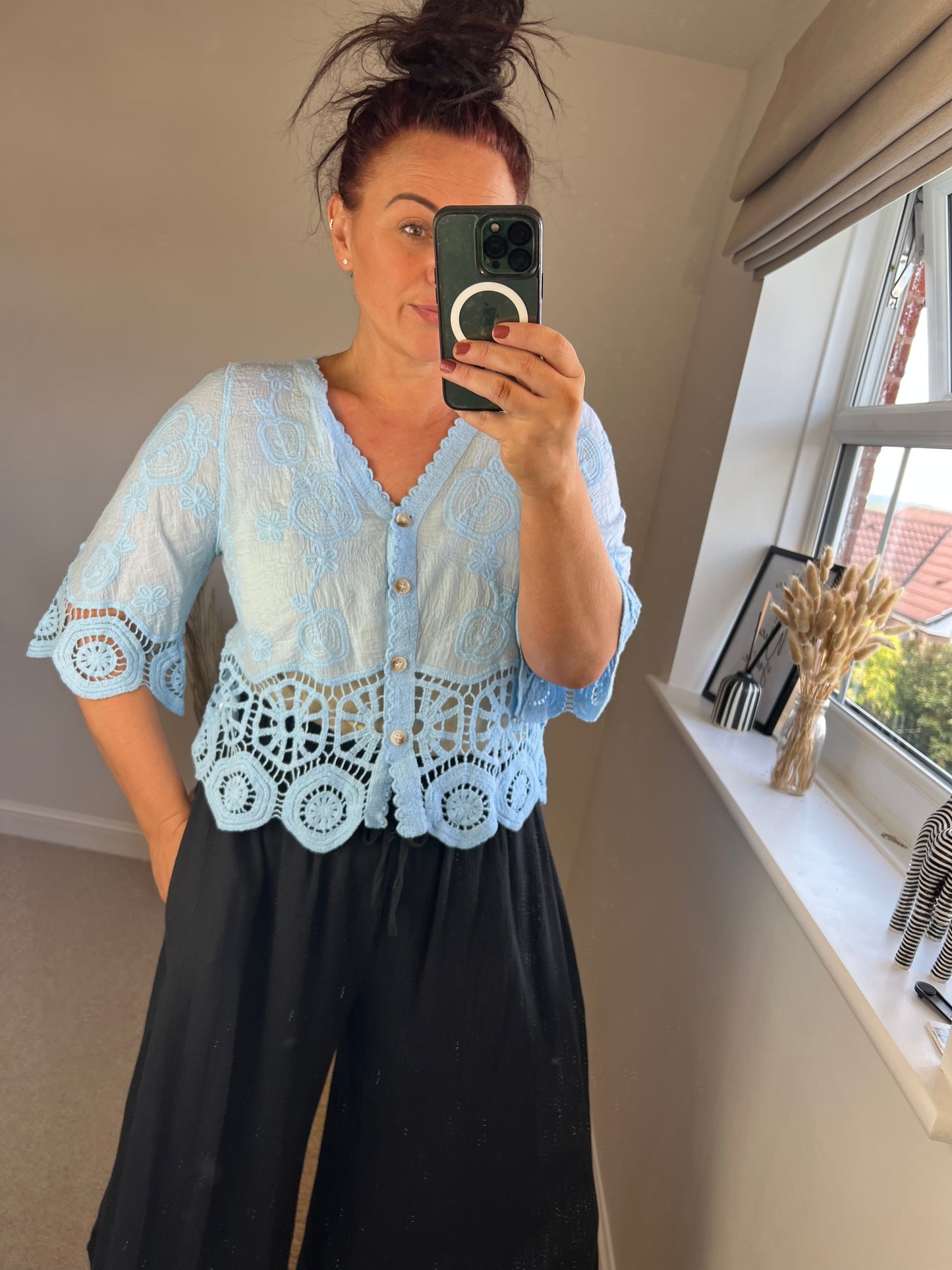 Crochet Lace Cardi - Light Blue