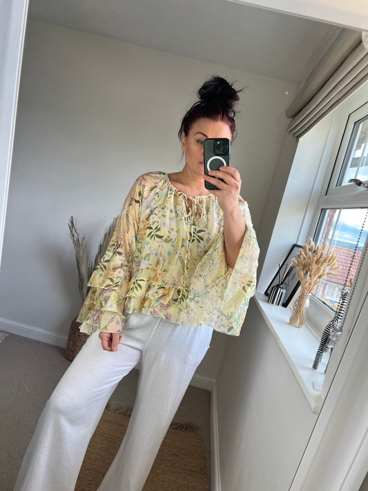 Floral Rara Top - Lemon