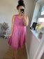 Cotton Tiered Dress - Cerise
