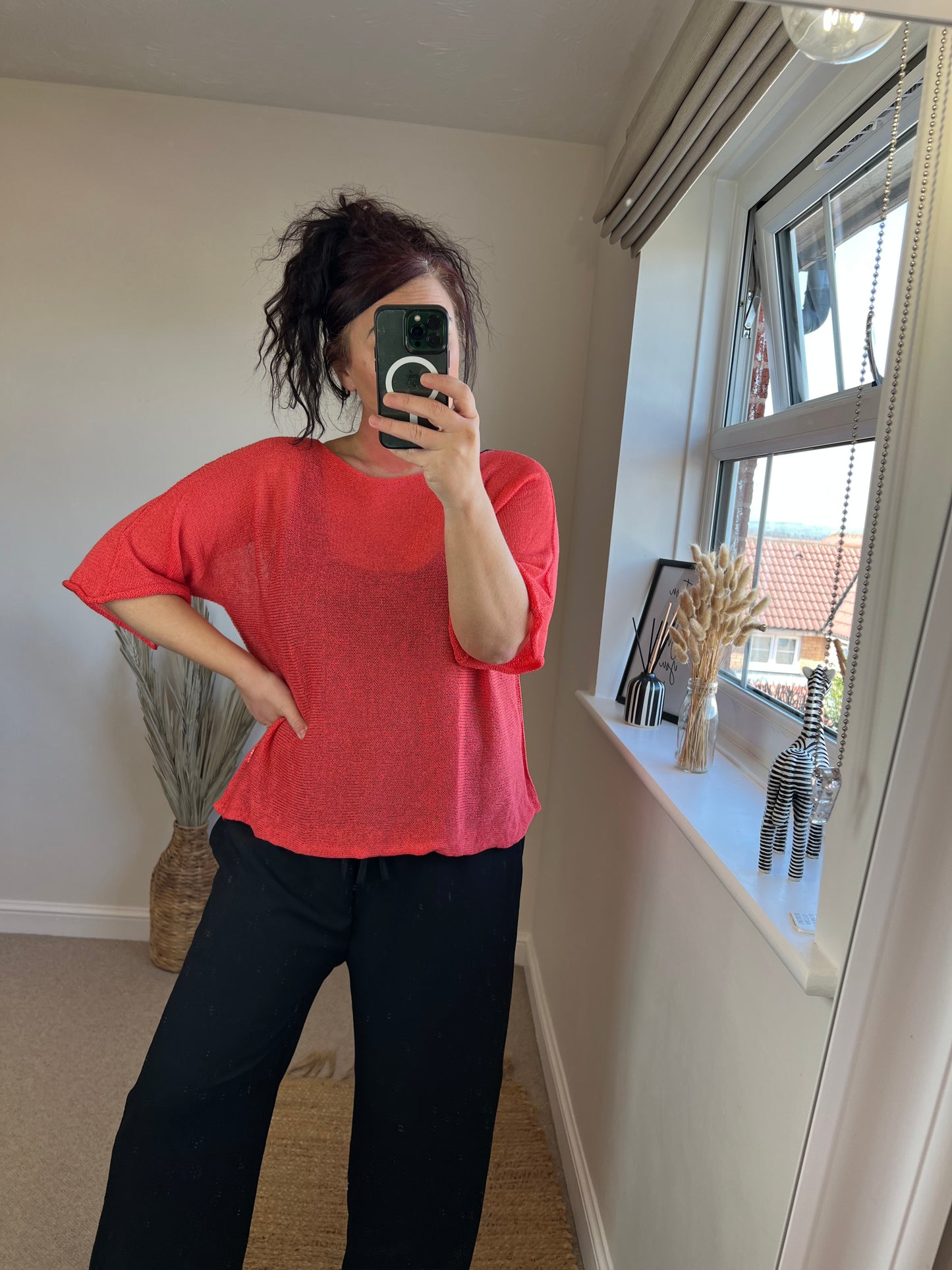 Fine Knit Top - Coral