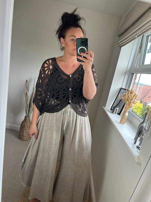 Crochet Scooped Cardi - Chocolate