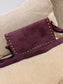 Small Faux Suede Crossbody Bag - Wine