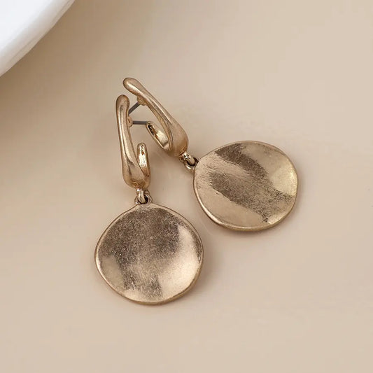 Peace Of Mind - Silver Plated Gold Disc Earrings