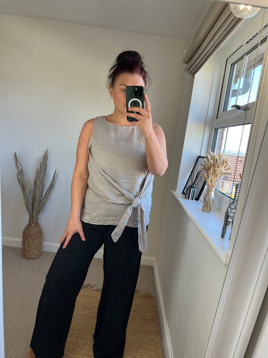 Linen Toe Top - Mocha