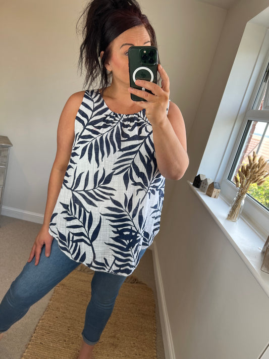 Cotton Overlay Vest Top - White