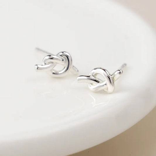Peace of Mind - Silver Plated Dainty Knot Earrings
